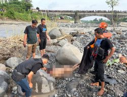 Pamapta 3 Polres Tegal Mendatangi TKP Penemuan Jenazah di Aliran Sungai Gung Lebaksiu